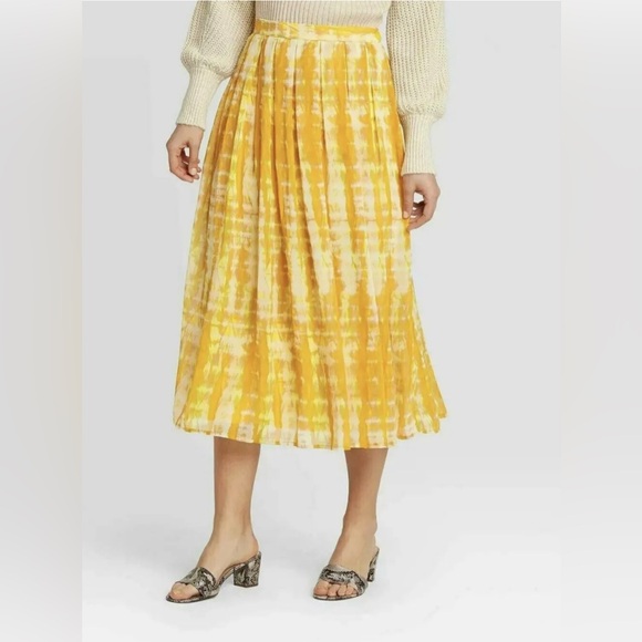 Who what wear Yellow Tie Dye Midi Skirt - Picture 1 of 6